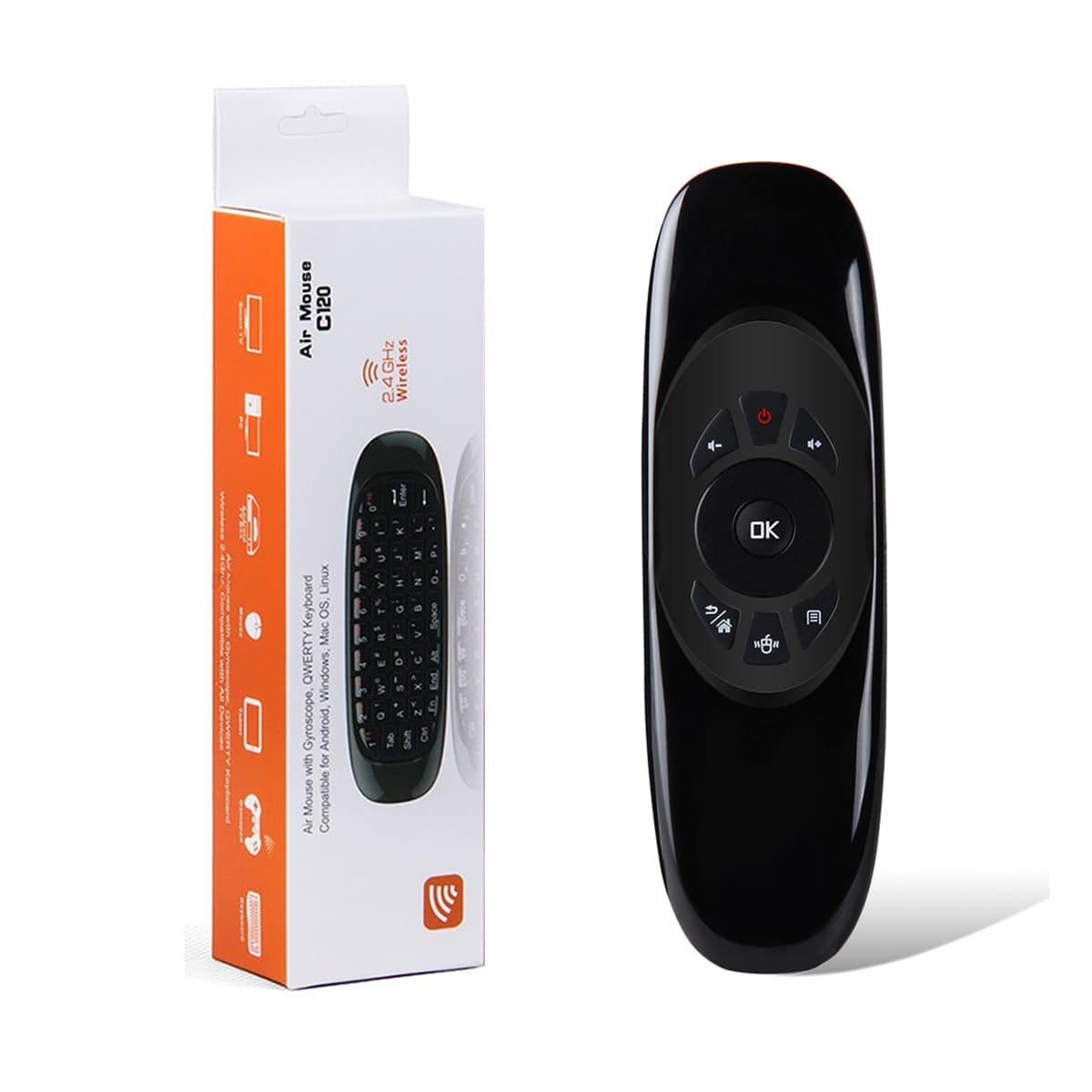 C120 2.4GHz Wireless Air Mouse with Rechargeable Gyroscope QWERTY Mini Keyboard