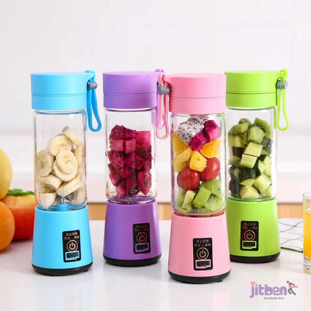 Portable USB Rechargeable Electric Juicer & Smoothie Blender Bottle (380ml / 6 Blades)
