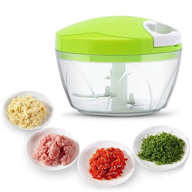 Handy Manual Pull Chopper & Vegetable Cutter (3-Blade Stainless Steel Food Chopper)