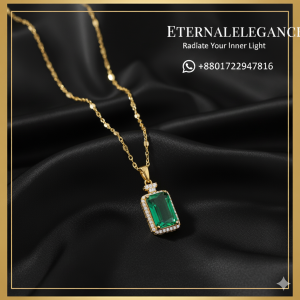 18K গোল্ড প্লেটেড গ্রিন স্টোন নেকলেস COD: 403